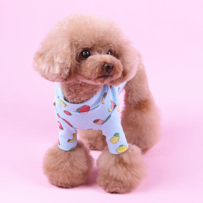 Pet Clothes Fall and Winter New Arrival Pure Cotton Print Fruit Combination Skirt Dog Clothes Teddy Bichon Bottoming Shirt