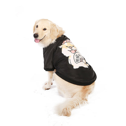 Golden Retriever Dog Pet Clothes Hot Non-Stick Wool Cotton Cute Casual Fashion Cotton Clothing Cotton Coat Plus Size Black