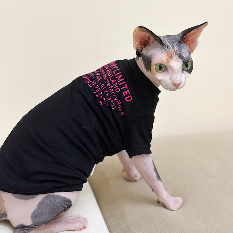 Pure Cotton Fashion Brand Short Sleeve Hot Hairless Cat Sphinx German Short-Legged Pet Clothes Summer Close-Fitting T-shirt