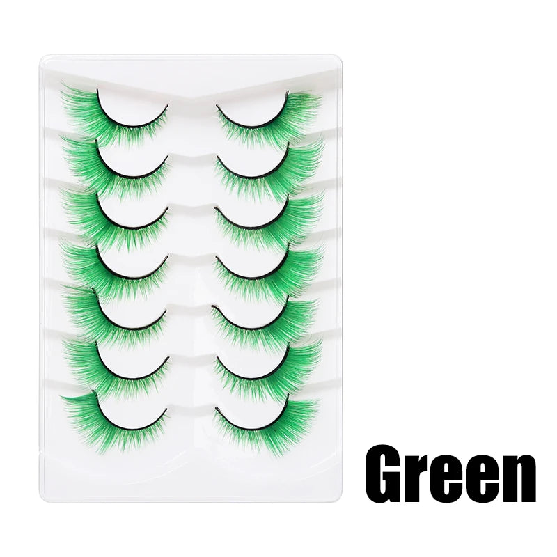 Colorful Fake eyelashes Halloween Makeup Products Blue Red Pink False Eyelashes Extension Colored Lashes make up Cosplay