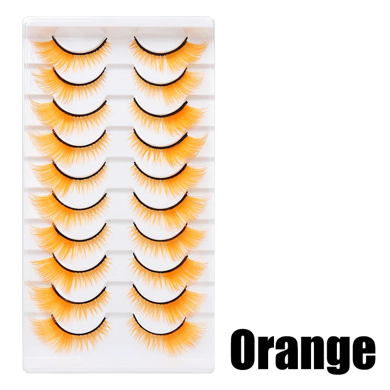 Colorful Fake eyelashes Halloween Makeup Products Blue Red Pink False Eyelashes Extension Colored Lashes make up Cosplay