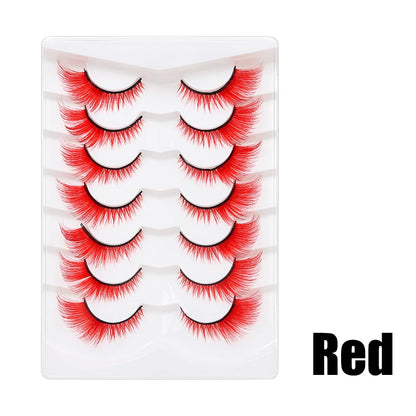 Colorful Fake eyelashes Halloween Makeup Products Blue Red Pink False Eyelashes Extension Colored Lashes make up Cosplay