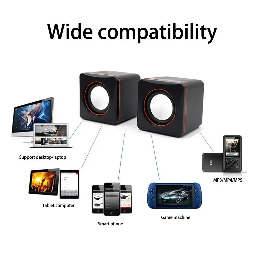 USB Wired Subwoofer Bass Computer Speaker HiFi Stereo Sound for PC Laptop Phone Tablet MP3 Music Player Desktop for Computers