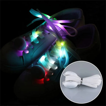 120cm LED Sport Luminous Shoelaces Glow Shoe Strings Round Flash Light Shoelaces Batteries LED Lazy Shoe Laces Party Decor