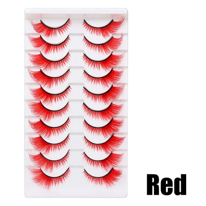 Colorful Fake eyelashes Halloween Makeup Products Blue Red Pink False Eyelashes Extension Colored Lashes make up Cosplay