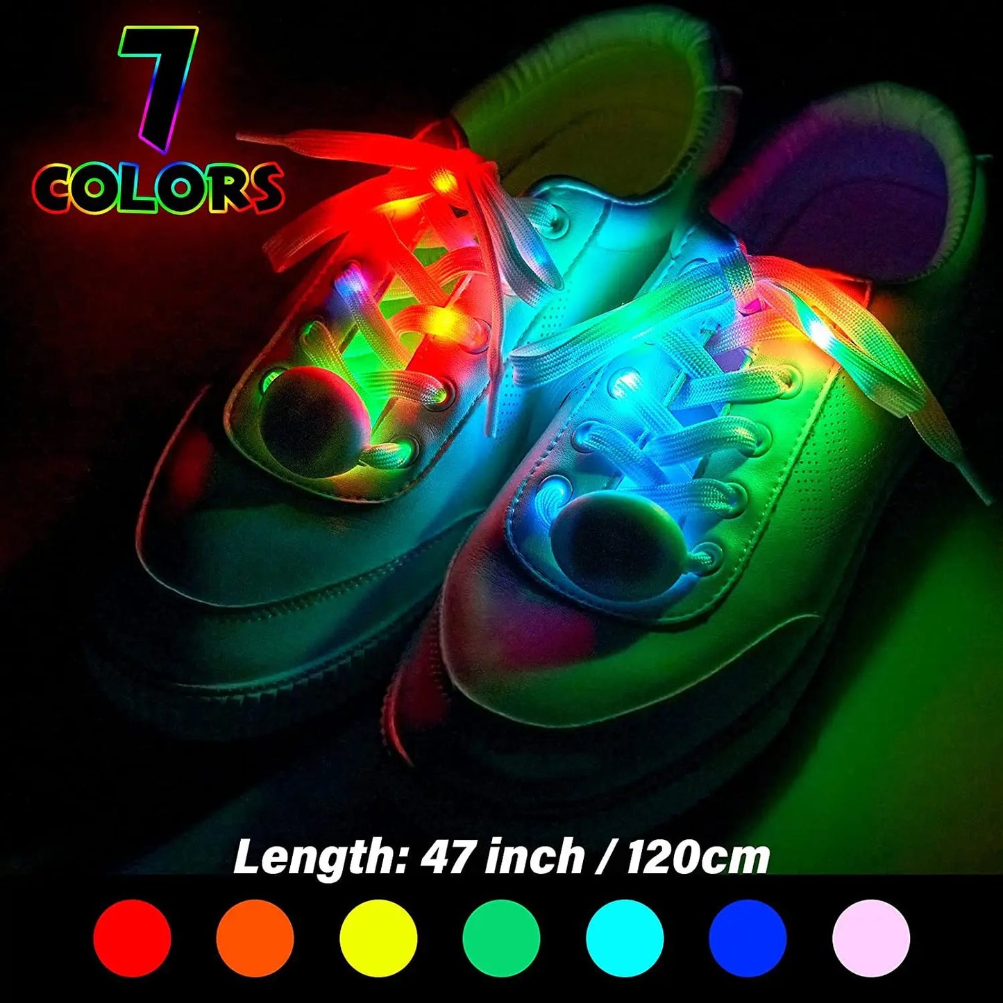 120cm LED Sport Luminous Shoelaces Glow Shoe Strings Round Flash Light Shoelaces Batteries LED Lazy Shoe Laces Party Decor