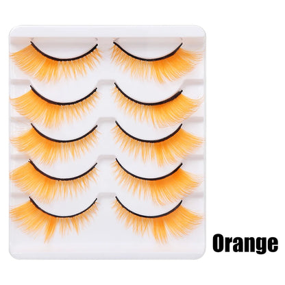 Colorful Fake eyelashes Halloween Makeup Products Blue Red Pink False Eyelashes Extension Colored Lashes make up Cosplay