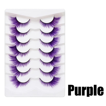 Colorful Fake eyelashes Halloween Makeup Products Blue Red Pink False Eyelashes Extension Colored Lashes make up Cosplay