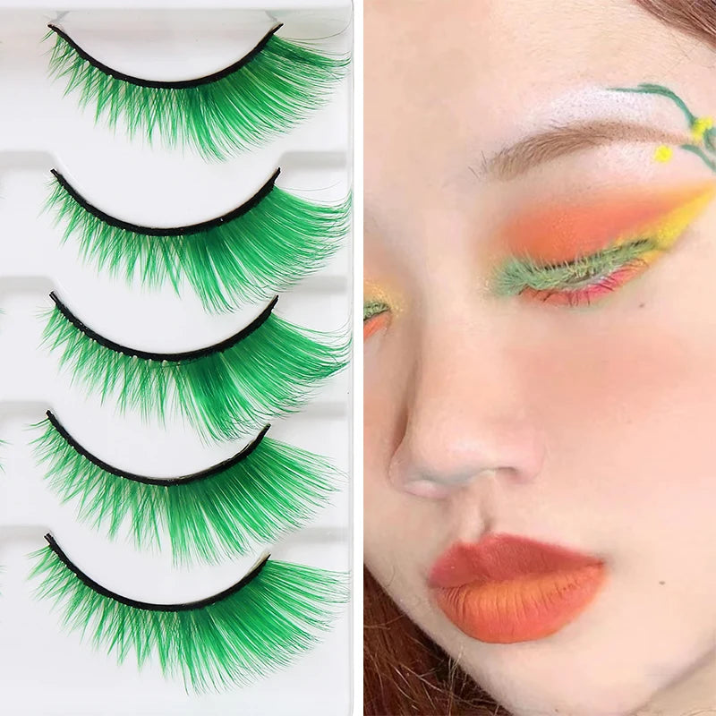 Colorful Fake eyelashes Halloween Makeup Products Blue Red Pink False Eyelashes Extension Colored Lashes make up Cosplay