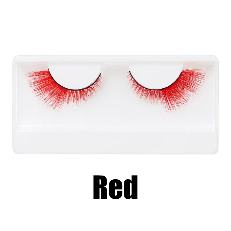 Colorful Fake eyelashes Halloween Makeup Products Blue Red Pink False Eyelashes Extension Colored Lashes make up Cosplay