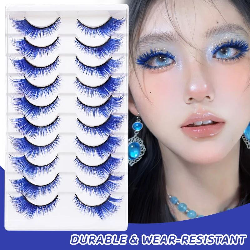 Colorful Fake eyelashes Halloween Makeup Products Blue Red Pink False Eyelashes Extension Colored Lashes make up Cosplay