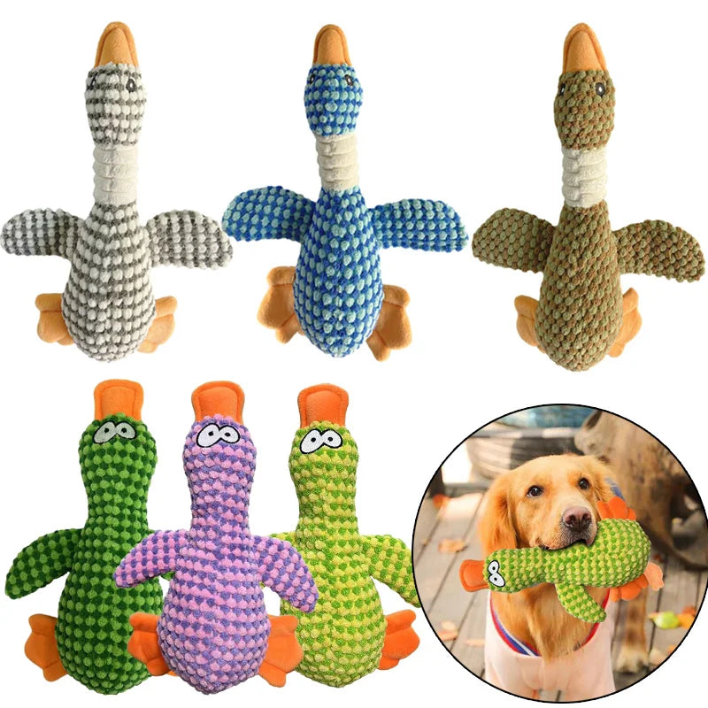 Cute Dog Plush Toys  Pet Duck Squeak Toy for Puppy  Sound Wild Goose Chew Toy for Small Middle Large Dogs Teeth Cleaning