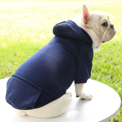 Fashion Dog Clothing Autumn And Winter Small Pet Clothes Thickening Warm Solid Color Two-Feet Hooded Wweater Casual Pet Products