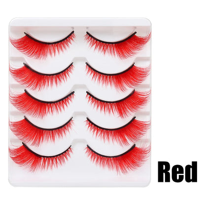 Colorful Fake eyelashes Halloween Makeup Products Blue Red Pink False Eyelashes Extension Colored Lashes make up Cosplay