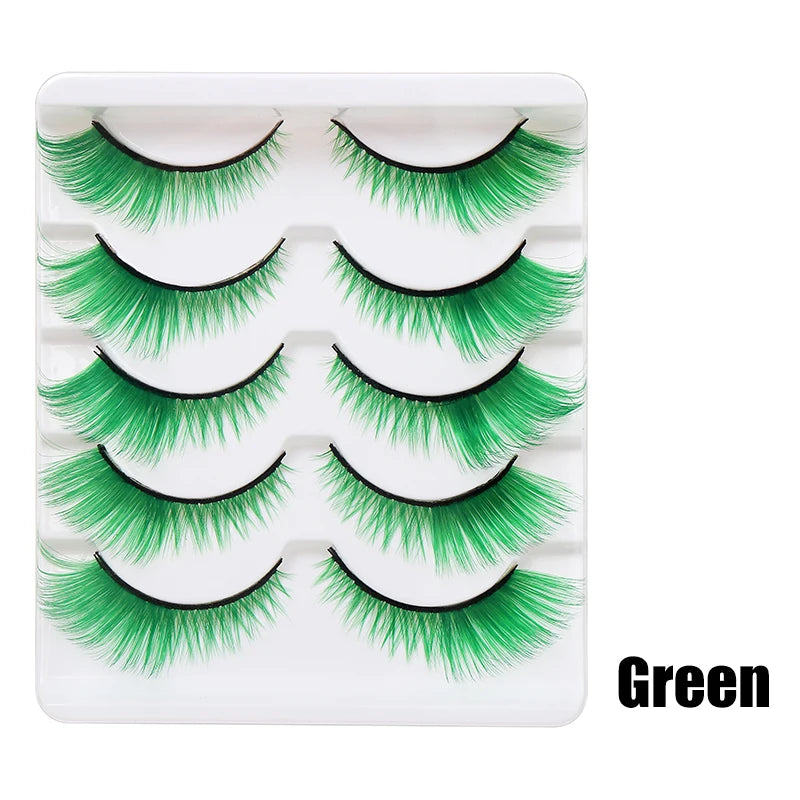 Colorful Fake eyelashes Halloween Makeup Products Blue Red Pink False Eyelashes Extension Colored Lashes make up Cosplay