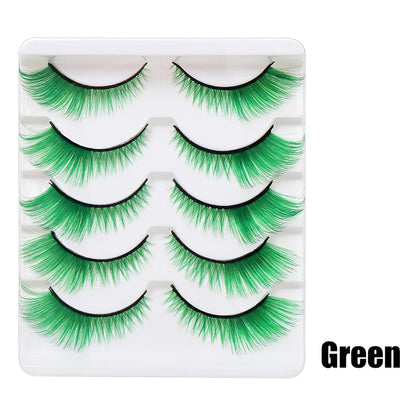 Colorful Fake eyelashes Halloween Makeup Products Blue Red Pink False Eyelashes Extension Colored Lashes make up Cosplay