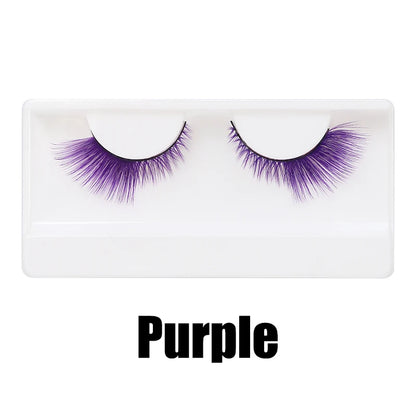 Colorful Fake eyelashes Halloween Makeup Products Blue Red Pink False Eyelashes Extension Colored Lashes make up Cosplay