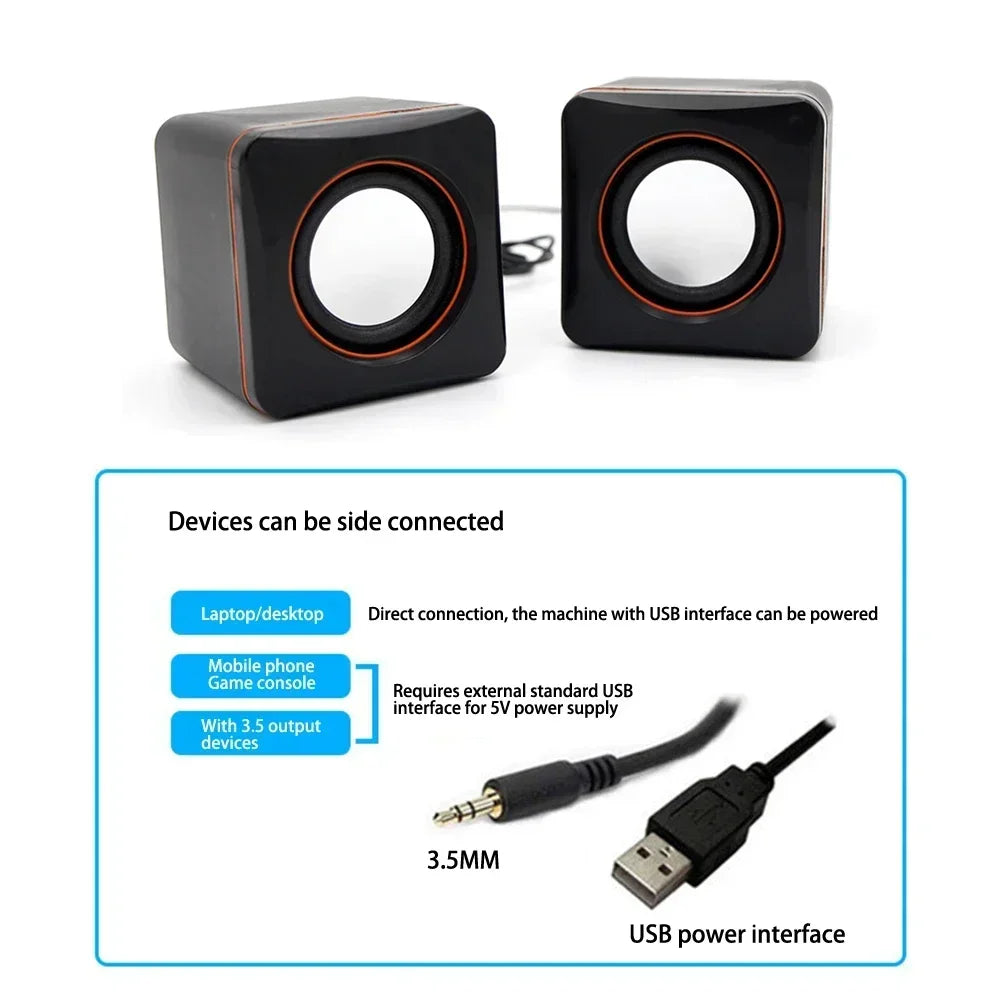 USB Wired Subwoofer Bass Computer Speaker HiFi Stereo Sound for PC Laptop Phone Tablet MP3 Music Player Desktop for Computers