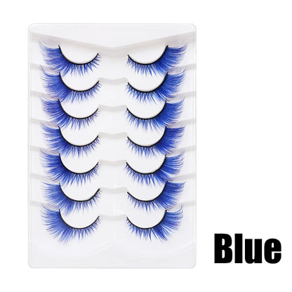 Colorful Fake eyelashes Halloween Makeup Products Blue Red Pink False Eyelashes Extension Colored Lashes make up Cosplay