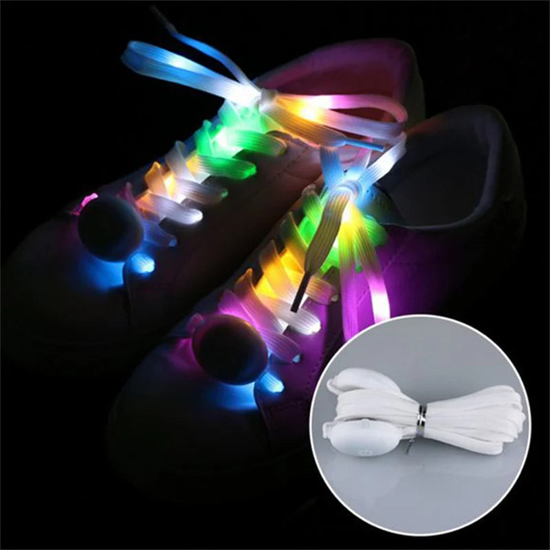 120cm LED Sport Luminous Shoelaces Glow Shoe Strings Round Flash Light Shoelaces Batteries LED Lazy Shoe Laces Party Decor