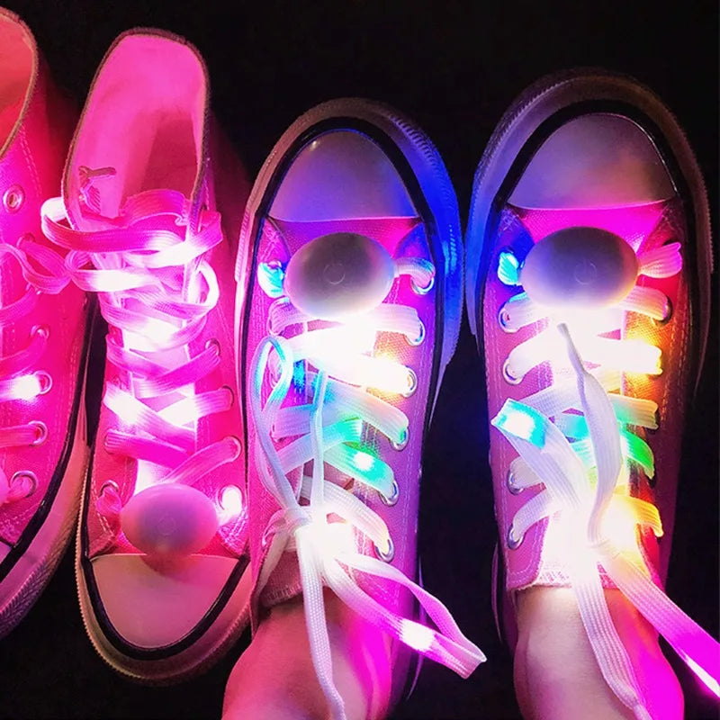 120cm LED Sport Luminous Shoelaces Glow Shoe Strings Round Flash Light Shoelaces Batteries LED Lazy Shoe Laces Party Decor