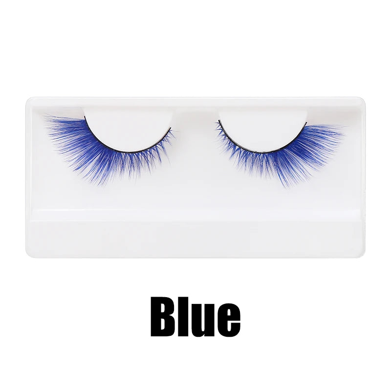 Colorful Fake eyelashes Halloween Makeup Products Blue Red Pink False Eyelashes Extension Colored Lashes make up Cosplay