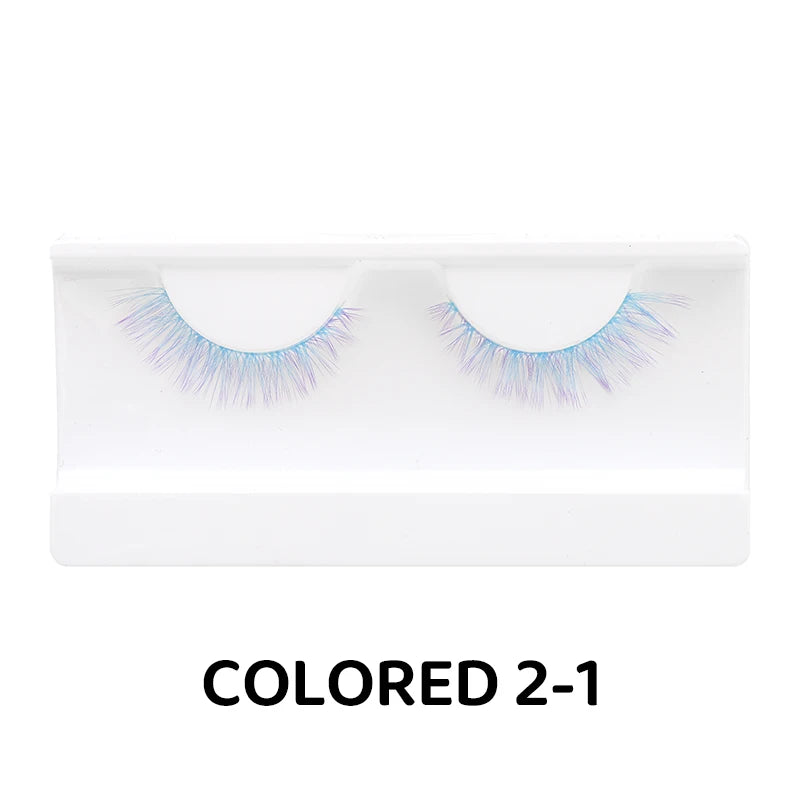 Colorful Fake eyelashes Halloween Makeup Products Blue Red Pink False Eyelashes Extension Colored Lashes make up Cosplay