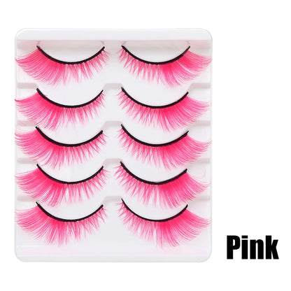 Colorful Fake eyelashes Halloween Makeup Products Blue Red Pink False Eyelashes Extension Colored Lashes make up Cosplay