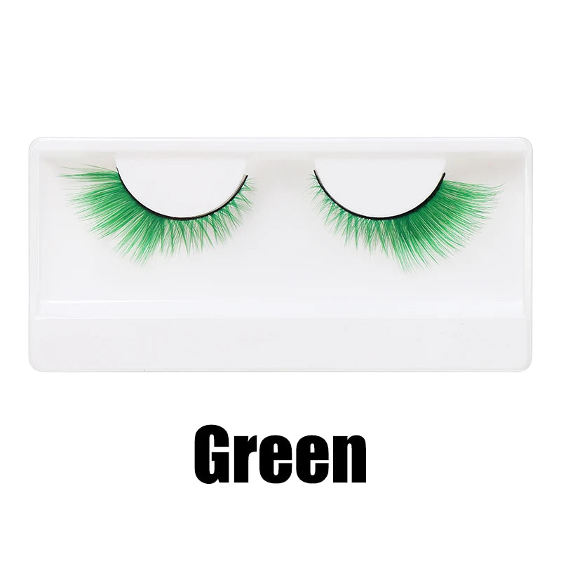 Colorful Fake eyelashes Halloween Makeup Products Blue Red Pink False Eyelashes Extension Colored Lashes make up Cosplay