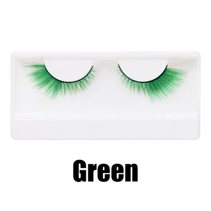 Colorful Fake eyelashes Halloween Makeup Products Blue Red Pink False Eyelashes Extension Colored Lashes make up Cosplay