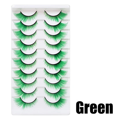 Colorful Fake eyelashes Halloween Makeup Products Blue Red Pink False Eyelashes Extension Colored Lashes make up Cosplay