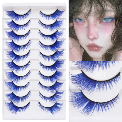 Colorful Fake eyelashes Halloween Makeup Products Blue Red Pink False Eyelashes Extension Colored Lashes make up Cosplay