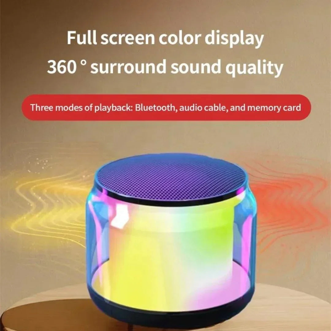 Mini Wireless Bluetooth Speaker LED Portable Subwoofer Color RGB Light Cool Speaker TWS 3D Surround Sound Speaker for Riding