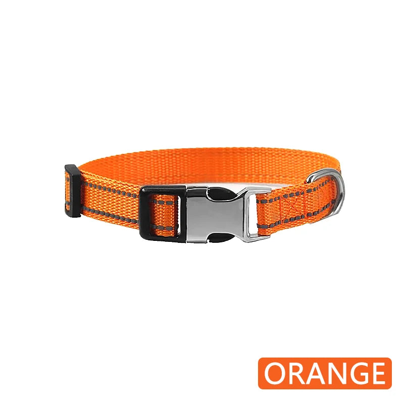 Personalized Polyester Reflective Dog Collar, Custom Pet Collar, Anti Loss Label, Suitable for Small and Large Dogs