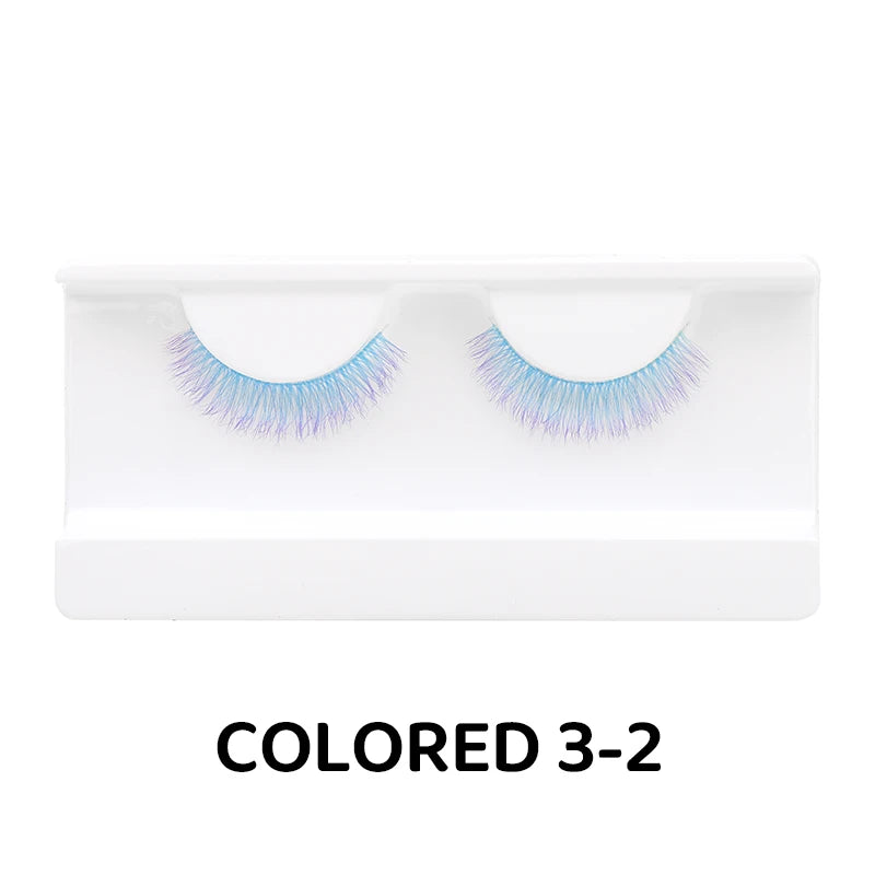 Colorful Fake eyelashes Halloween Makeup Products Blue Red Pink False Eyelashes Extension Colored Lashes make up Cosplay