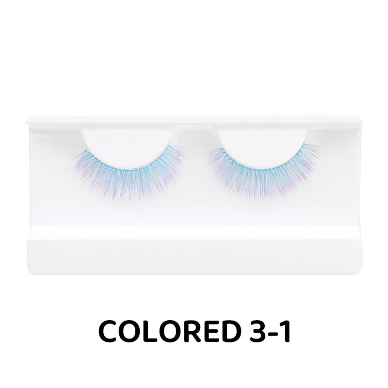 Colorful Fake eyelashes Halloween Makeup Products Blue Red Pink False Eyelashes Extension Colored Lashes make up Cosplay