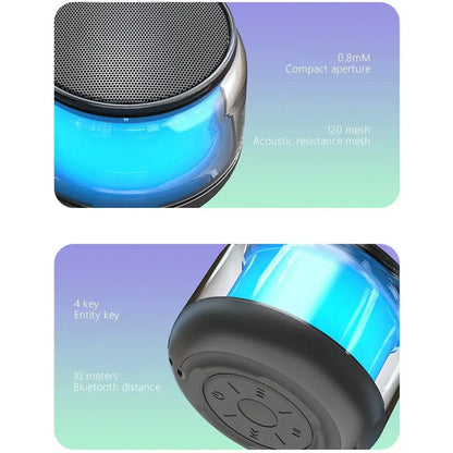 Mini Wireless Bluetooth Speaker LED Portable Subwoofer Color RGB Light Cool Speaker TWS 3D Surround Sound Speaker for Riding